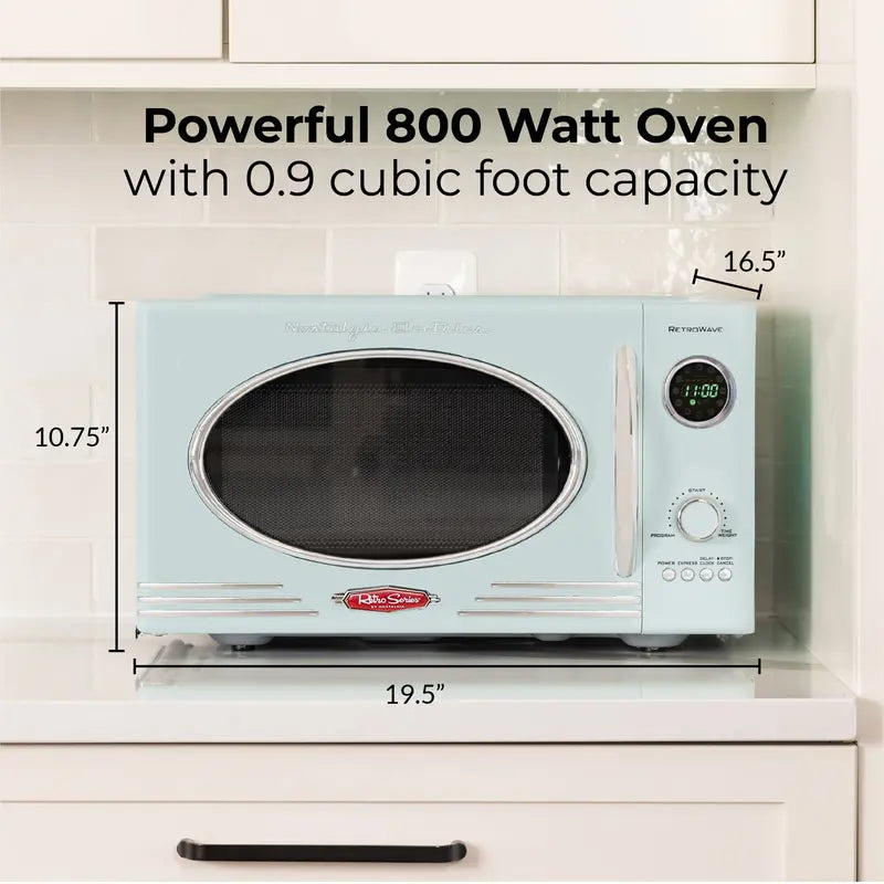 Retro Aqua 0.9 Cu. Ft. 800W Countertop Microwave Oven  Nostalgia