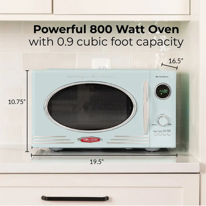 Retro Aqua 0.9 Cu. Ft. 800W Countertop Microwave Oven  Nostalgia