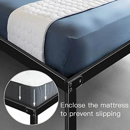 HAAGEEP Queen Bed Frame 18″ High Platform with Storage, No Box Spring Needed, Heavy Duty Steel, Easy Assembly