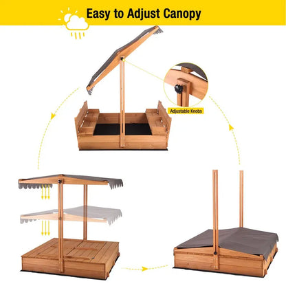 Morgete 47  Outdoor Sandbox for Kids with Lid and Bench