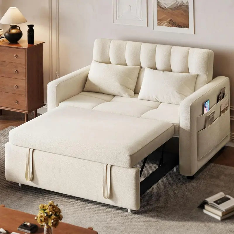DWVO 3-in-1 Convertible Loveseat  Grey Scratch-Resistant Sleeper Sofa with Adjustable Backrest and Side Storage