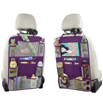 Dual-Pack Car Backseat Organizer with 10-Inch Tablet Holder and Multiple Compartments