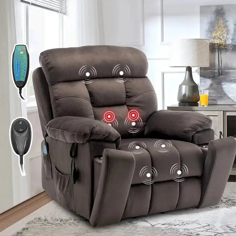 Large Power Lift Recliner — Full-Body Massage, Heat Function & Concealed Cup Holder