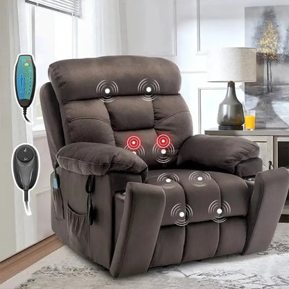 Large Power Lift Recliner — Full-Body Massage, Heat Function & Concealed Cup Holder