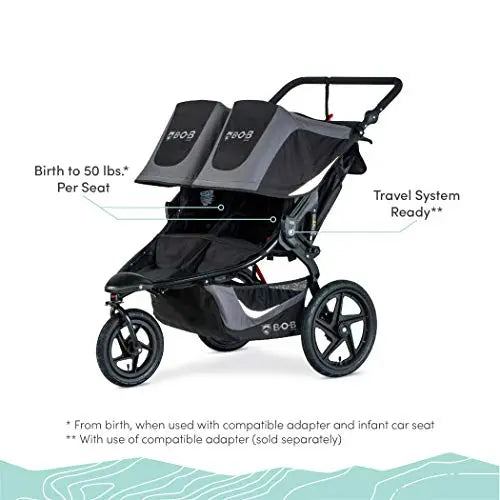 BOB Gear Revolution Flex 3.0 Duallie Double Jogging Stroller, Graphite Black