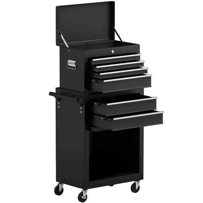 6-Drawer Rolling Tool Chest  Removable Steel Cabinet with Sliding Storage Compartments