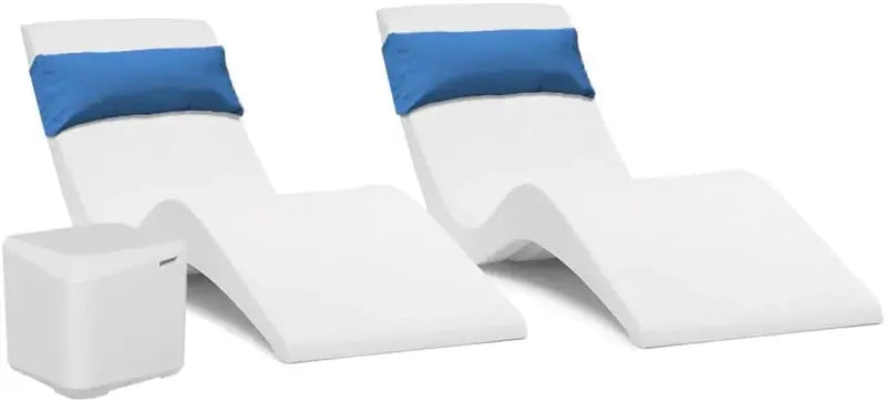 Classic White In-Pool Chaise Loungers  Set of 2, Designed for Shallow Water (Up to 9″) & All Pool Types