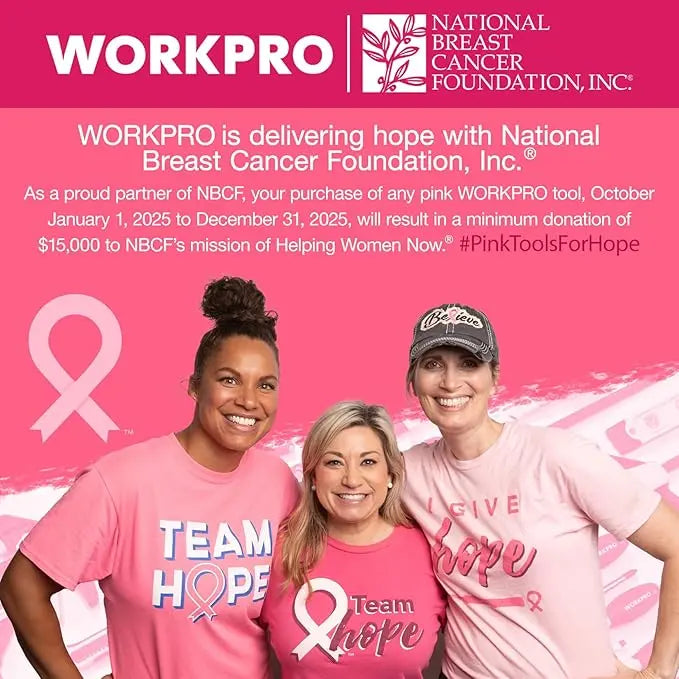 WORKPRO 55/75-Piece Pink Household Tool Set  Includes 3.7V Rotatable Cordless Screwdriver and Pink Ribbon Accents