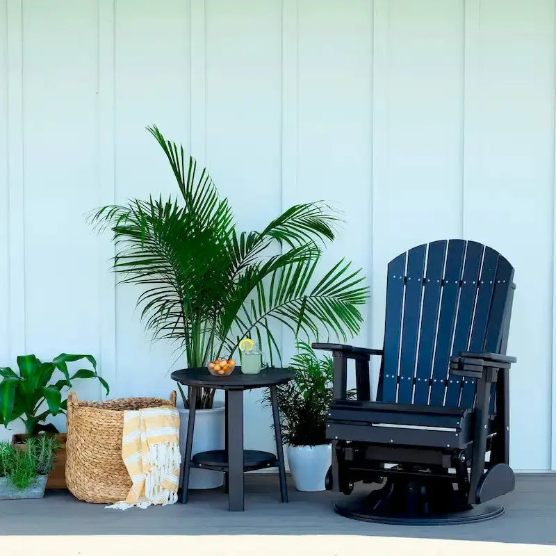 All-Weather Poly Lumber Adirondack Swivel Glider  Durable Outdoor Rocking Chair with Smooth Rotation