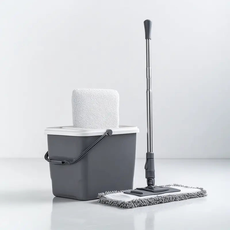Mabrz Hands-Free Flat Mop System  Self-Wringing Bucket & Adjustable Handle