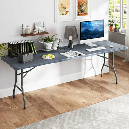 8-Foot Heavy-Duty HDPE Folding Table  350-LB Weight Capacity & Integrated Carry Handle