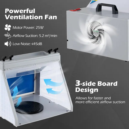 Portable Airbrush Spray Booth Kit  Lighted Painting Station with Three LED Lights