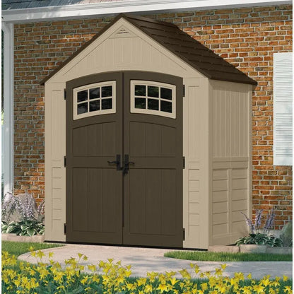 Sutton Outdoor 7’5″ W x 4′ D Resin Storage Shed  Weather-Resistant Plastic Structure