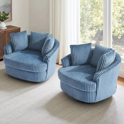 DREAMSIDEA Recessed-Arm Swivel Barrel Chairs  Slipcovered 2-Pack Set