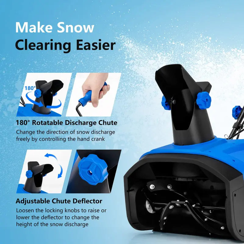 120V Electric Snow Thrower with 180° Rotating Chute and Foldable Handle