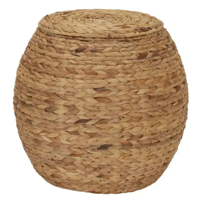 Household Essentials Handwoven Wicker Storage Basket  Barrel-Style Side Table (17″L x 17″W x 19″H)