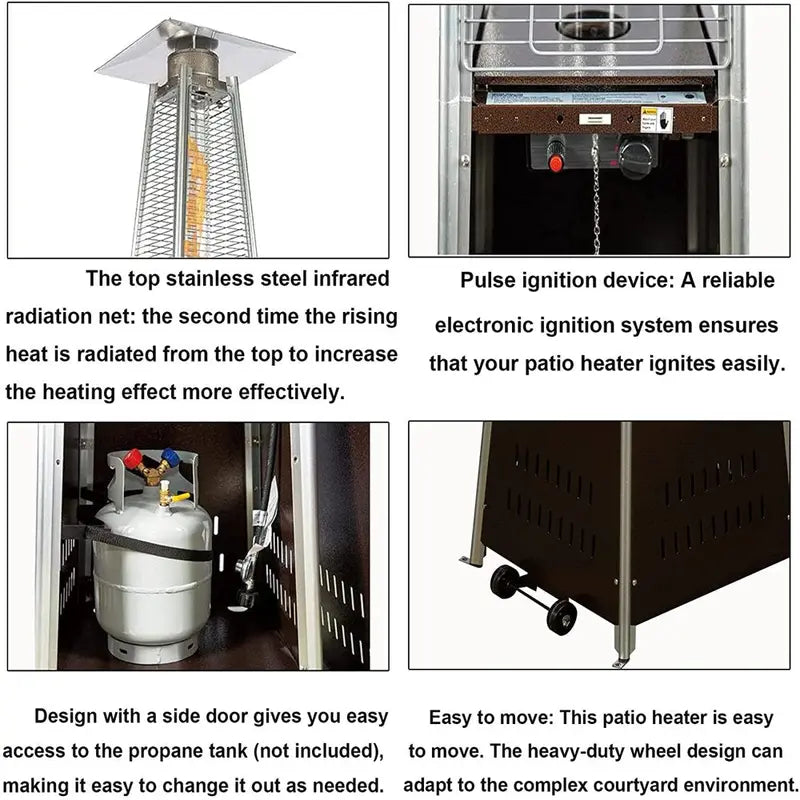 NAVINE 48,000 Btu Outdoor Propane Heater with Detachable Table
