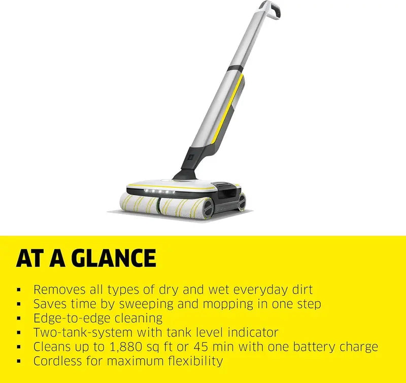 Kärcher Cordless Electric Mop & Sanitizer  Steam-Free Hard Floor Cleaner with Detachable Battery