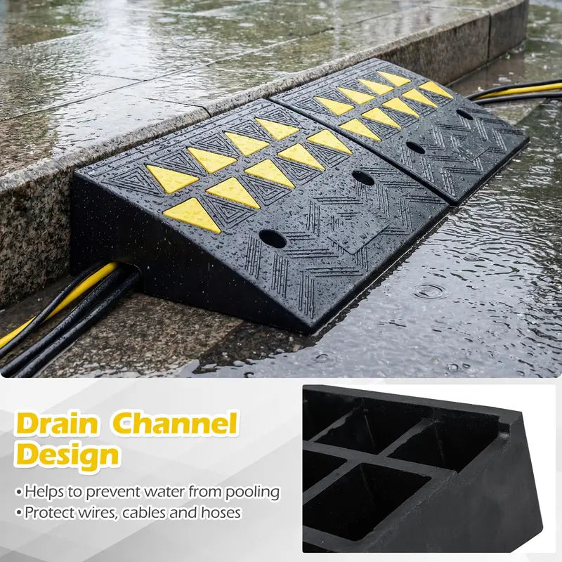 Dual-Pack Rubber Curb Ramp  Driveway Threshold Ramps with 5-Inch and 6.3-Inch Height Options