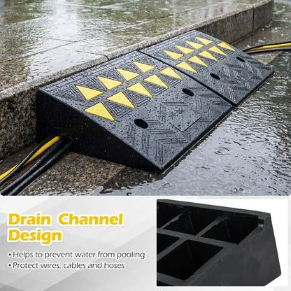 Dual-Pack Rubber Curb Ramp  Driveway Threshold Ramps with 5-Inch and 6.3-Inch Height Options