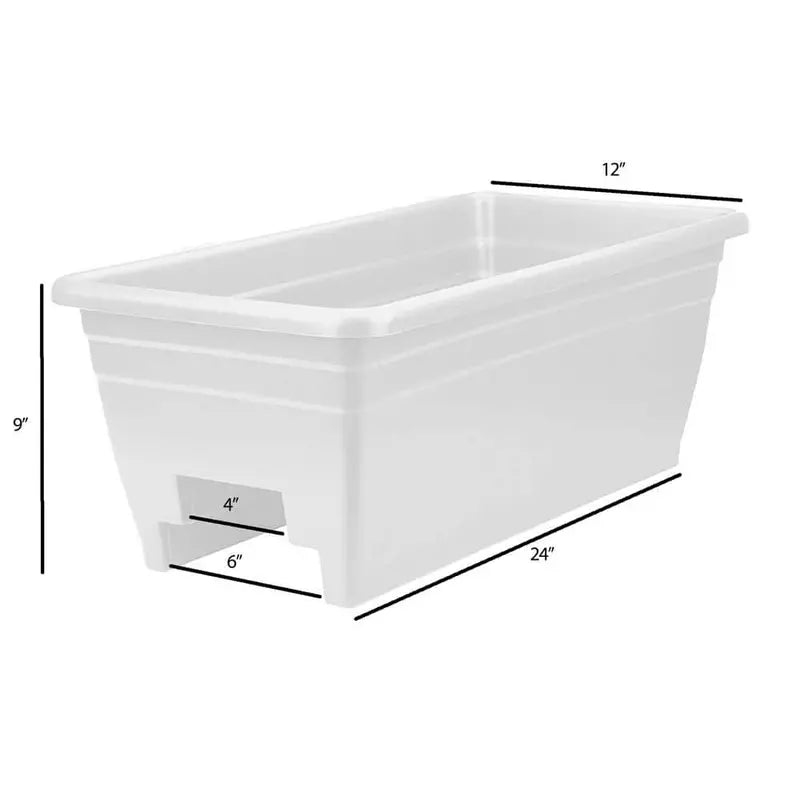 The HC Companies Heavy-duty 24 in. W Plastic Akro Deck Rail Box Planter, White with Plugs SPX24DB0A10C005LRBWT-WHITE