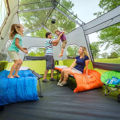 9-Person Instant Cabin Tent  14′ x 9′ Quick-Setup Outdoor Shelter in Green (Model 40008)