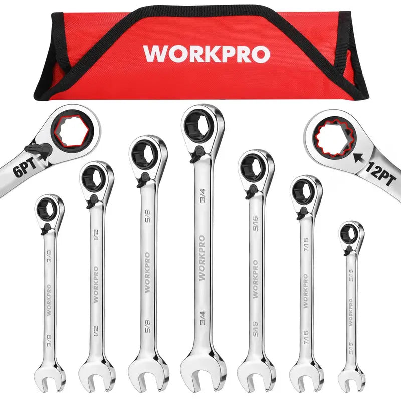 WORKPRO 7-Piece Reversible 3-in-1 Ratchet Wrench Kit