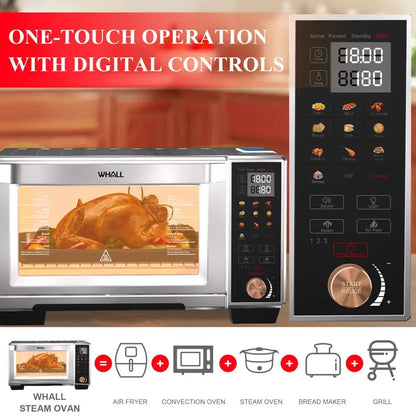 WHALL Air Fryer Toaster Oven   30QT Convection Oven, 11-In-1 Steam Oven, Touchscreen, 4 Accessories