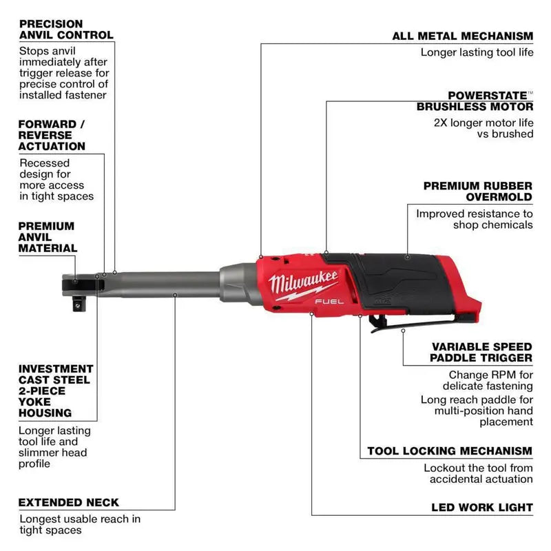 M12 FUEL 12V 3/8 in. Extended Reach High Speed Ratchet  Lithium-Ion Cordless with Protective Boot