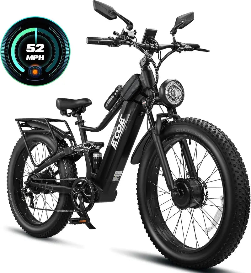 EcoE Dual-Motor 6000W All-Terrain Electric Bike — 52 mph, 7-Speed