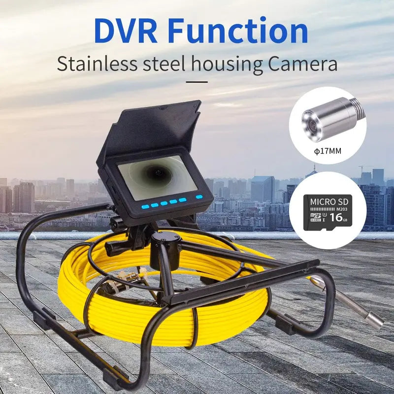 SYANSPAN Sewer Camera 100ft  17mm Low Temp Resistant Pipe Inspection with 16GB DVR & LED Lights