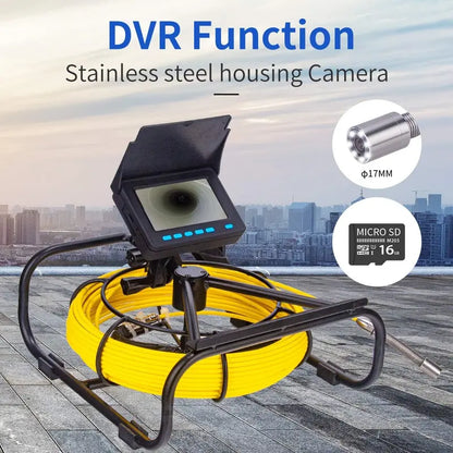 SYANSPAN Sewer Camera 100ft  17mm Low Temp Resistant Pipe Inspection with 16GB DVR & LED Lights