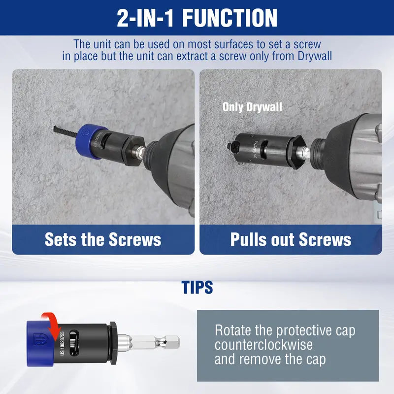 WORKPRO Drywall Screw Setter & Extractor — Universal 1/4″ Impact Bit Holder for Standard Drivers