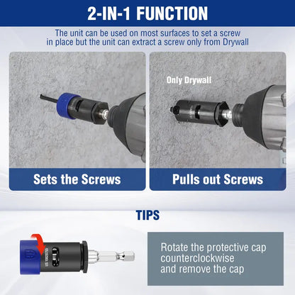 WORKPRO Drywall Screw Setter & Extractor — Universal 1/4″ Impact Bit Holder for Standard Drivers