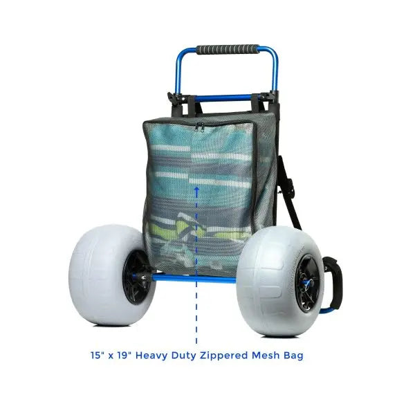 My Beach Cart  Heavy-Duty Aluminum Folding Utility Cart with 12″ Balloon Tires & Sand-Ready Mesh Bag