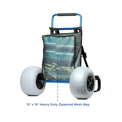 My Beach Cart  Heavy-Duty Aluminum Folding Utility Cart with 12″ Balloon Tires & Sand-Ready Mesh Bag