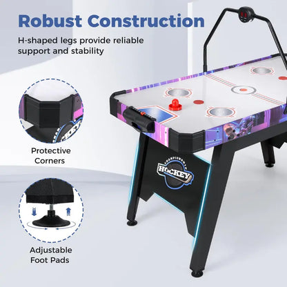 Full-Size Air Hockey Table with Digital LED Scoreboard for Home or Office