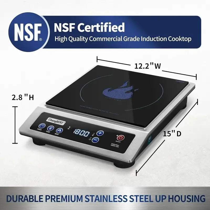 Portable Induction Cooktop  8-Inch Stainless Steel Burner for Countertop or RV Cooking