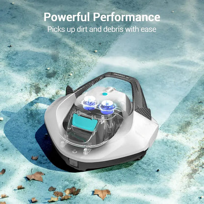 Cordless Robotic Pool Vacuum  90-Minute Runtime, LED Status Indicator & Self-Parking Feature for Flat Above-Ground or Inground Pools up to 40 Feet