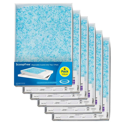 ScoopFree Complete Blue Crystal Litter Tray Refills  6-Pack Disposable Trays with Leak-Proof Design and Low-Tracking Formula