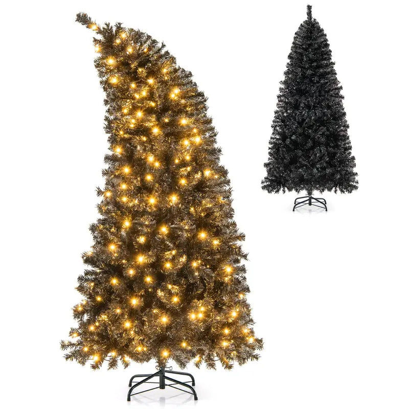 6-Foot Pre-Lit Black Halloween Tree  Flexible-Top Artificial Tree with Festive Gothic Appeal