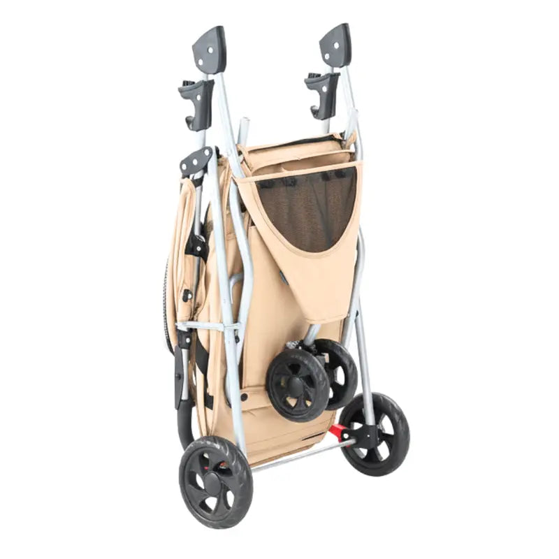 Lightweight Foldable Pet Stroller for Dogs & Cats with Canopy, Basket, and Storage