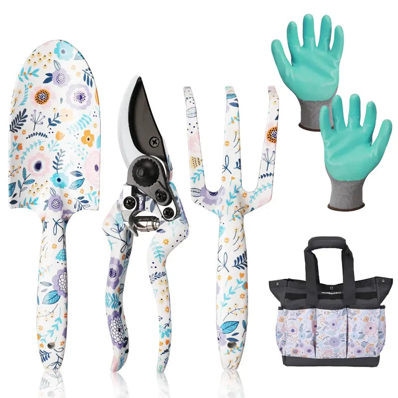 WORKPRO Heavy-Duty 5-Piece Aluminum Gardening Tool Set  Ergonomic Long-Handle Tools