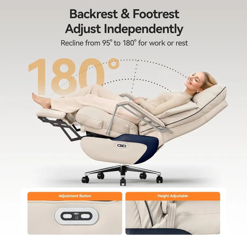 M80 Executive Recliner  Dual-Motor Adjustable Chair with Footrest, Supports Up to 190 kg