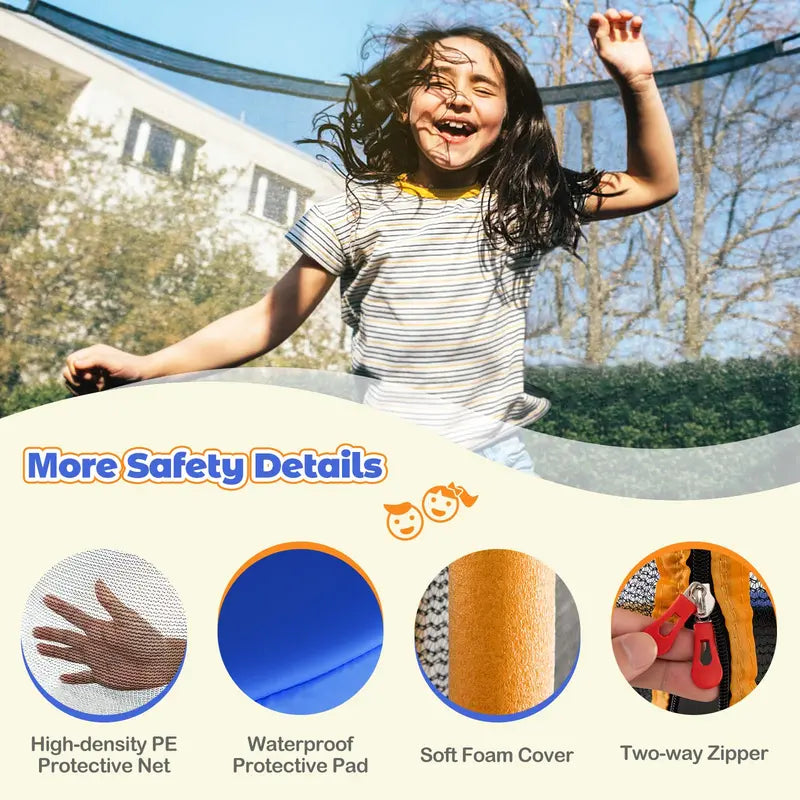 Kids’ Round Trampoline with Safety Enclosure