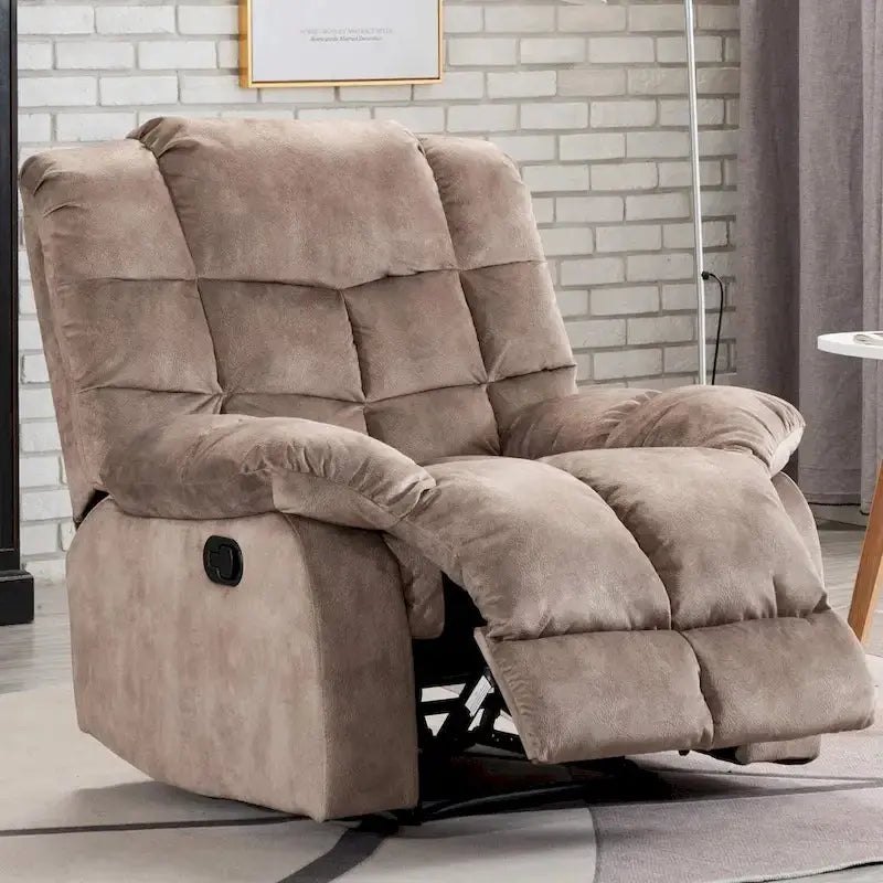 Ergonomic Manual Recliner Chair  Plush Overstuffed Design for Home Comfort