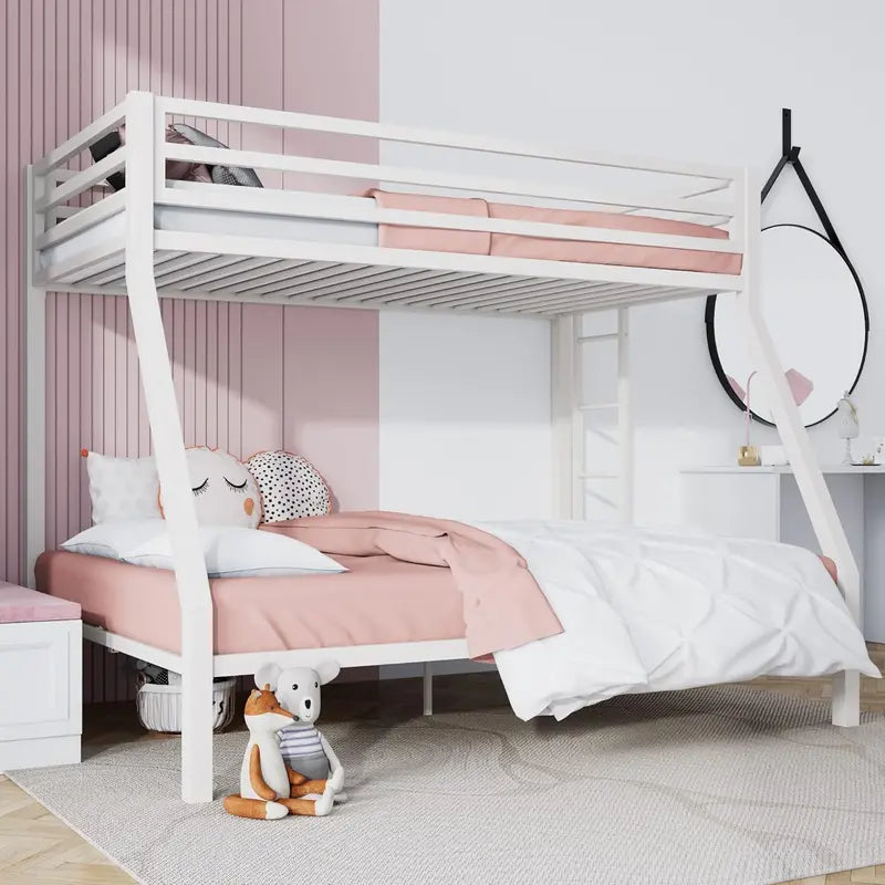 SHA CERLIN Heavy-Duty Twin-over-Full Loft Bed with Safety Guardrail and Sturdy Ladder