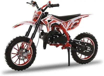 50cc Gas Dirt Bike for Adults & Kids  Red, 2-Stroke, Up to 40 MPH Off-Road Trail Bike