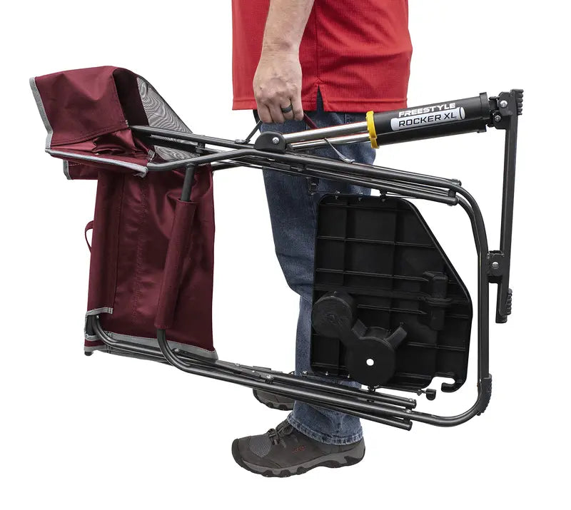 GCI Outdoor Freestyle Rocker XL Folding Chair  250 lb Capacity, Side Table, Portable Camping Rocker