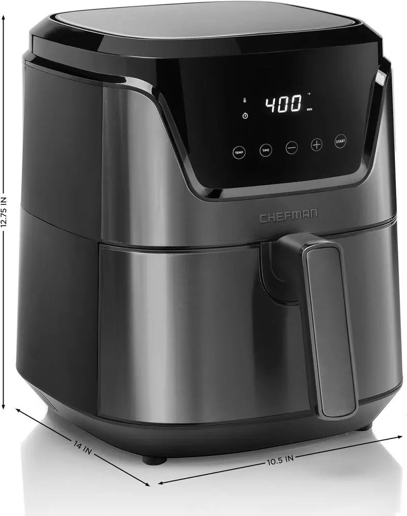Chefman 6-Quart Dual-Basket Air Fryer  Independent 3-Quart Bins, Easy-View Window & Nonstick Ceramic Coating